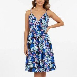 Yumi Kim Floral V-neck Thin Straps Knee-length Pockets Summer Sun Dress Sz M